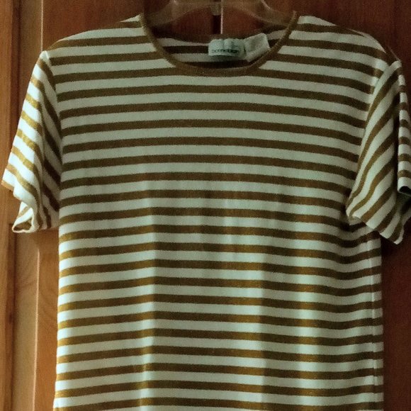 Bonnie Blaine Tops - Bonnie Blaine White/Gold Short Sleeve Top Size Small